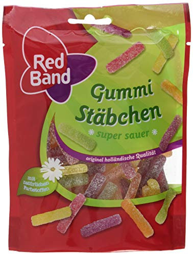 Red Band Gummi Stäbchen Super Sauer - Großpackung: 11er Pack (11 x 200 g Stehbeutel) - Fruchtgummi Super Sauer - Saurer Mantel, süßer Kern - Holländische Qualität