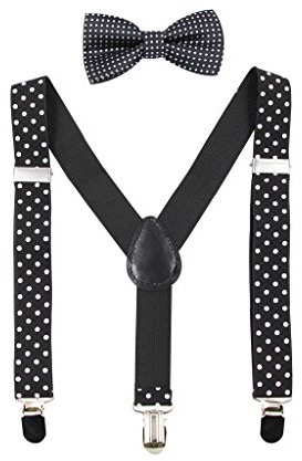HANERDUN Tirantes Unisex con Pajarita para Niños y Niñas Fijación con Tres Clips en la Cintura del Pantalón para Niños de 1-10 Años