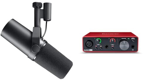 Shure SM7B Vocal Dynamic Microphone for Broadcast, Podcast & Recording, XLR Studio Mic - Black & Focusrite Scarlett Solo 3rd Gen USB Audio Interface, for the Guitarist, Vocalist