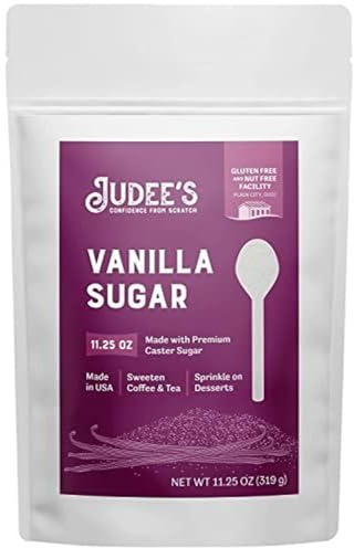 Judee's Vanilla Sugar 11.25 oz - Made with Premium Caster Sugar - Sprinkle on Desserts and Sweeten Tea or Coffee - Made in USA - Gluten-Free and Nut-Free