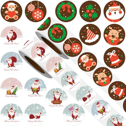 Julklistermärken, 1000 stycken julklistermärken, julklistermärken, klistermärken jul, julklistermärken självhäftande, god jul klistermärken för julkort presentförpackning