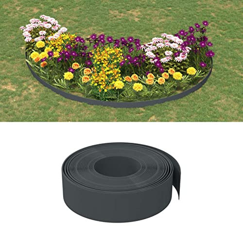 Tidyard Rasenkanten 3 STK. Rasenkante Beeteinfassung Beetumrandung Gartenpalisade Rasenbegrenzung Mähkante Palisade Umzäunung für Obstgärten Beete Wege Grau 10 m 15 cm Polyethylen