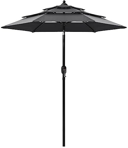 Higsose Sonnenschirm 200x228 cm Sonnen Schirm Groß Patio Umbrella Terrace Umbrella Sun Umbrella Sonnenschirm Balkon Windfest Stabil Sungarden SonnenschirmhüLle Strandschirm Anthrazit