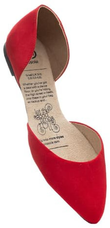 Rollasole D’Orsay Flats - Vixen - Red - Folding Flat Shoes for Women – Stylish Foldable Slip on Ballet Flats (UK Footwear Size System, Adult, Women, Numeric Range, Medium, 5, 6)