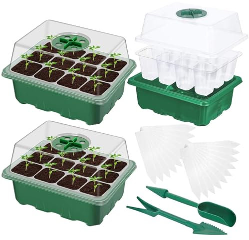 3PCS Bac à Semis pour Semis,Semis Plateaux de Culture,Croissance Semence,Kit de Démarrage pour Plantes,Mini Serre pour Plantes,Plateau de Germination,plateau semis,Plateaux de Démarrage de Semis