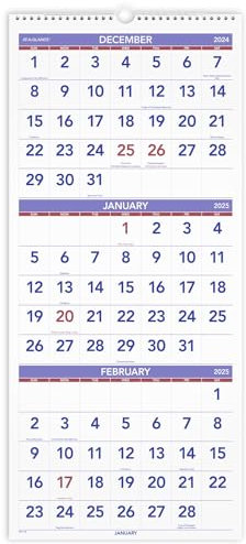 AT-A-GLANCE 2025 Wall Calendar, 12 x 27, Large, Vertical, 3-Month Reference (PM112825)