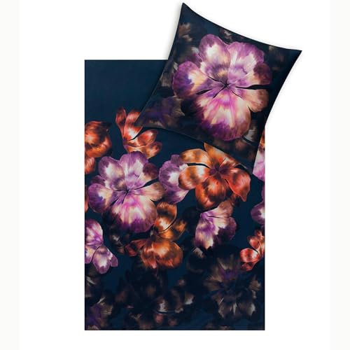 ESTELLA Mako Interlock Jersey Bettwäsche Emilia dunkelblau 1 Bettbezug 135 x 200 cm + 1 Kissenbezug 80 x 80 cm