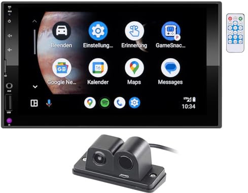 CREASONO Autoradio Carplay 2DIN: 2-DIN-Autoradio mit Apple Carplay & Android Auto inkl. Rückfahrkamera (Kfz, MP3 USB, Freisprecheinrichtung iPhone)