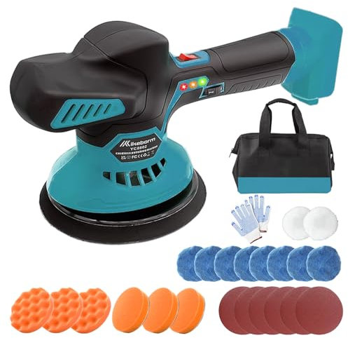 Cordless Buffer Polisher, 6 inch Car Polisher with 12V 3000mAh Lithium Battery and 16PCS Attachments, Car Buffer Polisher 6 Variable Speed 6500RPM for Auto Detailing/Polishing/Waxing