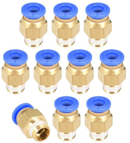 TA-VIGOR Lot de 10 raccords pneumatiques de 6 mm, filetage mâle G1/8, coupleur droit à connexion rapide, connecteurs de ligne d'air pour systèmes pneumatiques et compresseurs d'air