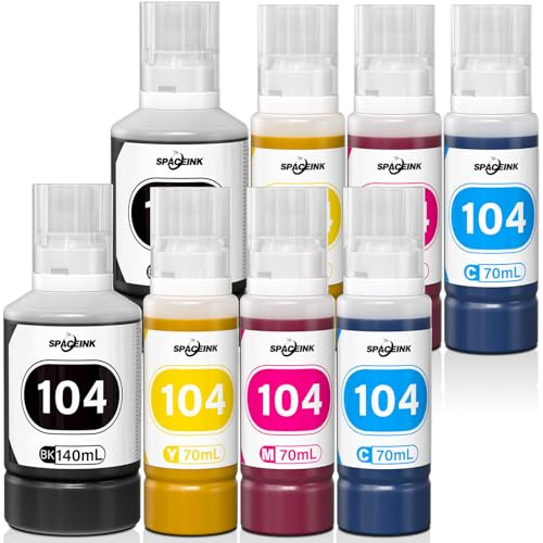 Tinte 104 Multipack 2 Sätze kompatibel für Epson 104 Tinte ET-2820 ET-4800 ET-2870 ET-2810 ET-2862 ET-2826 ET-2856 ET-4810 ET-2811 ET-2812 ET-2814 ET-2815 Drucker(2 Schwarze 2 Cyan 2 Magenta 2 Gelb)