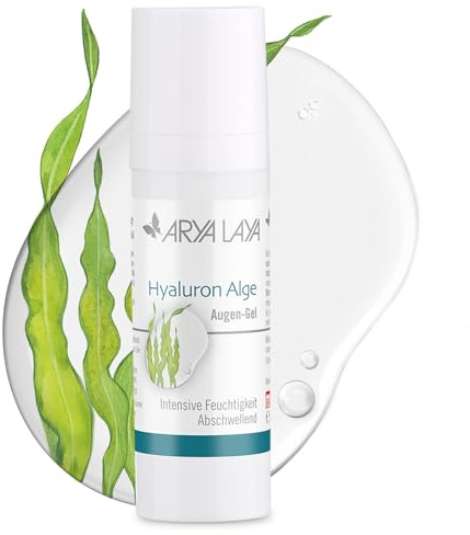 ARYA LAYA Hyaluron Alge Augen-Gel, 30 ml: fettfreie Augenpflege mit Hyaluron und Algenextrakt, abschwellend & feuchtigkeitsspendend, gegen Augenringe, vegan