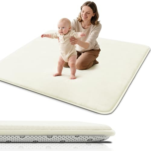 Favodormir Tappeto da gioco per bambini spesso, 120 x 120 x 3 cm, fondo antiscivolo, con superficie morbida, facile da pulire, per gattonare e gattonare