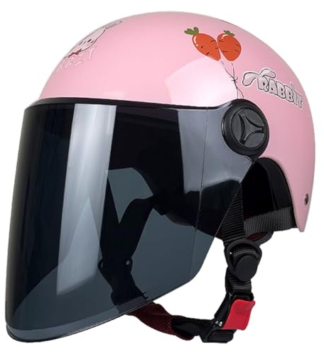 Casque De Moto Ouvert pour Enfants, Casque De Moto avec Visière Solaire, Casque De Scooter pour Garçons Et Filles De 3 À 12 Ans, Casque Jet Homologué ECE 22.06 J,48-54cm