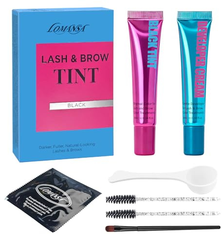 Lomansa Tinte Pestañas, Tinte de Pestañas Negro, Tint Cejas Negro, 10 ml, Fácil de Usar, Uso en Salón, Teñido DIY, Tubo Amplio