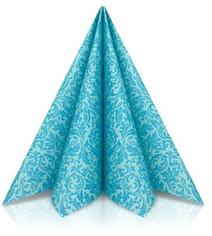 GRUBly® - Servilletas de papel con motivos de color turquesa | Igual al tejido, decoración perfecta de mesa de cumpleaños, toalla de papel de boda, cena, barbacoa | Calidad AIRLAID | 40 x 40 cm | Pack