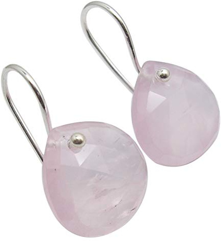 SilverStarJewel 925 Solid Silber Natural Rosenquarz Ohrringe 2,5 cm Damen-Verlobung Mother’s Day Sales