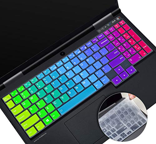 Tastaturschutz für Lenovo Legion 7i Gaming Laptop und 3i, 5 Tastaturschutz, Serie 5i 5p 5pi 15,6 17,3 Zoll (15,3 Zoll), Regenbogenfarben + Transparent, 2 Stück