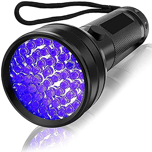 MMOBIEL - Linterna UV con luz negra 51 LED Detector de orina de perro/gato/conejo, manchas, detector de escorpión, chinche de cama, secado de pegamento UV, detector de billetes falsos.
