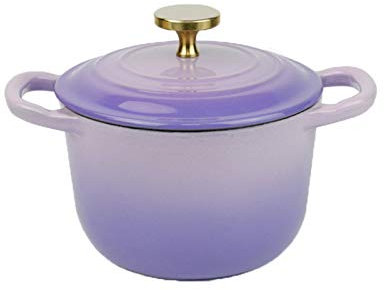 QINGGANGLING999 Casserole Dishes Casserole Dish Cast Iron Braising Pan, Round Classic Enamel Dutch Oven, Non Stick Enamel Coating Good Sealing 1.6L Casserole Pot (Color : Purple)