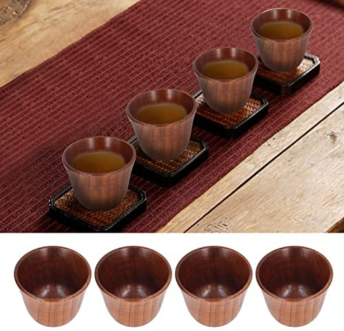 Tazza di legno 4 pezzi 75ml legno naturale sano sicuro non tossico stile retrò isolamento termico tazze da tè in legno