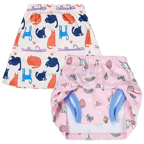 FLYISH DIRECT Töpfchen Trainingshose für Mädchen, Kinder Töpfchentraining-Rock Mädchen Toilettentraining Unterwäsche, Bequem und Saugfähig, 2er Pack, 140/7T
