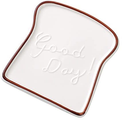 OQHAIR Assiette en Porcelaine en Forme de Pain grillé Assiette en céramique Beurrier Plat à Pain Assiette de Petit-déjeuner Support à Dessert Décoratif Cupcake Plateau de Service pour gât