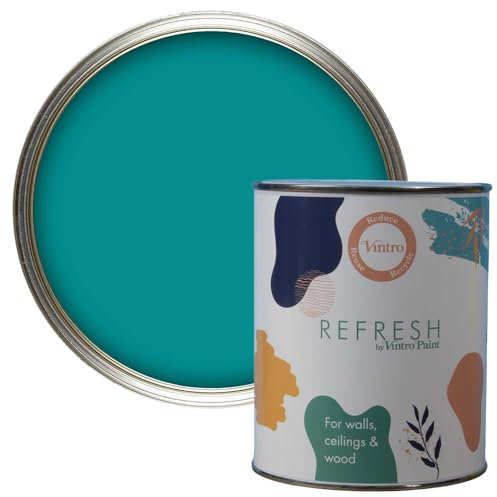 Vintro Paint Refresh Teal Matt Finish for Furniture, Walls, or Wood, Interior Use -1 Litre (Teal)
