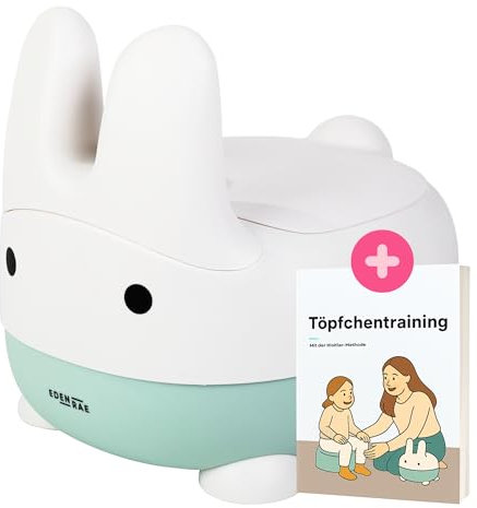 EDEN RAE® Töpfchen für kinder – Baby toilette, Potty, Kinderklo & Kindertoilette mit Deckel & Hasen-Design – BPA-frei – ab 1 Jahr – mit E-Book & Belohnungskarte zur Töpfchentraining