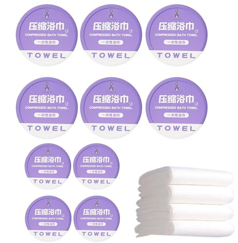 Fahrtücher komprimiert, Kompresse Handtücher für die Reise,Outdoor -Handtuch - 28x56 Zoll Baumwollbad tragbar Dicke Wiederverwendbare Waschlappen zum Wanderungscamping Beach Schwimmen