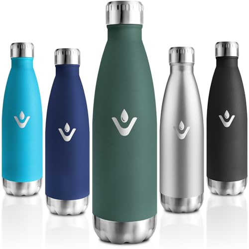 Motswedi Botella Termica 750ml, Botella Agua Acero Inoxidable, Termo Sin BPA, Cantimplora Termica, con pared Doble Aislamient, Cantimplora, para Adultos, Deporte, Oficina, Gimnasio, Verde Militar