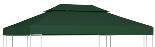 Mokuyary Reservöverdrag för trädgårdspaviljong ersättningsöverdrag för paviljongtak antik paviljong ersättningsskydd 310 g/m² grön 3 x 4 m