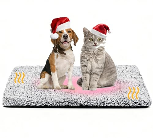 KINDLUME Manta Térmica para Gatos, Manta para Gatos Auto-Calefactable Sin Electricidad, 88x58cm Mantas para Mascotas Suave con Base Antideslizante, Alfombra Térmica para Gato y Perros Pequeños