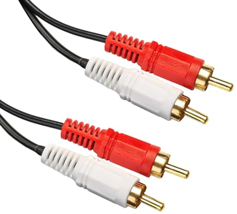 Shenlee 1 Pcs 2RCA to 2RCA Cable, Male to Male Wire, RCA Audio Cable Phono Plugs, Audio Video Connection Cable, RCA Composite Stereo Audio Cable Cord for TV, Mobile Phones, MP3, HiFi (1.5m Black)