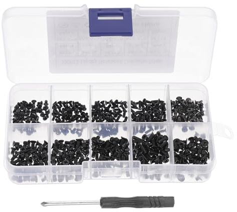 IMIKEYA Vis D’Ordinateur M2-M3 à Tête Fraisée en Acier au Carbone Noir Kit 500 Pièces Tournevis Cruciforme Fixation Micro pour Réparation PC et Fournitures Informatiques