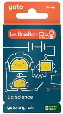 Yoto – Pack Les BrainBots: la Science – 8 tarjetas de audio para niños en francés para escuchar en contadora nocturna y caja de historias Player y Mini, primeros documentales de 6 a 10 años