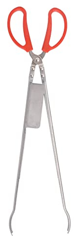 Pinze per granchio Manici in plastica in acciaio inossidabile Lunghezza 51 cm Design con punta a fessura spessa Pinze a forbice resistenti al calore per la pesca (Piegare la bocca)