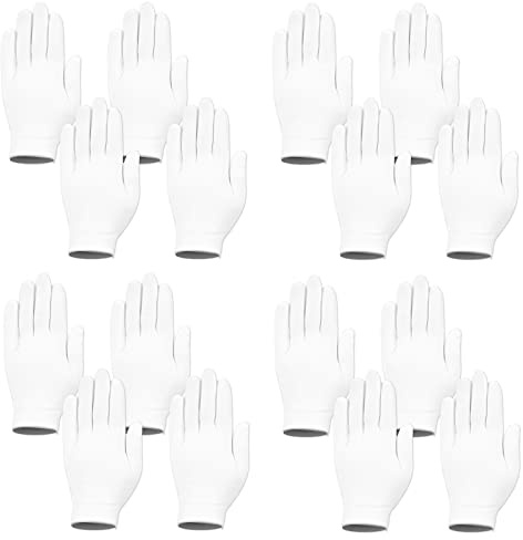 Umsole - Confezione da 10 paia di guanti bianchi in cotone morbido, leggeri ed elastici, guanti per lavori delicati, per gioiellieri, per ispezione, misura L, bianco