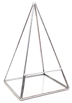 Pyramid Terrarium/Geometric Glass Plant Pot/Modern Planter/Handmade in England (Medium, Silver)