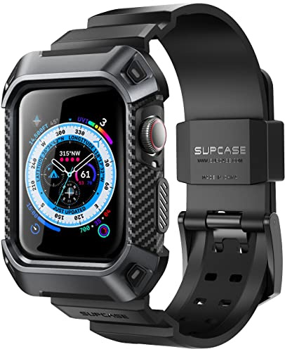 SUPCASE [Unicorn Beetle Pro Designed for Apple Watch Series 6/SE/5/4 [44mm], Rugged Protective Case with Strap Bands (Black)