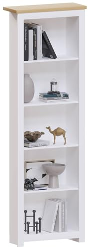 Vida Designs Arlington Bookcase Modern Display Shelves Storage MDF Furniture White (5 Tier)