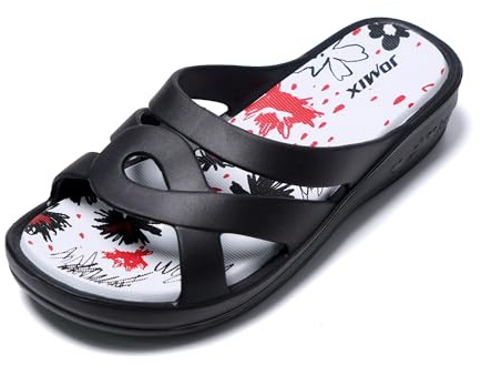 JOMIX Claquettes Femme Tongs Sandales Compensées Chaussons d'Été Confortables pour Maison Piscine Plage
