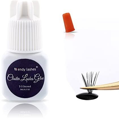Pegamento Pestañas Individuales 5ML DIY Cluster Pegamento de Pestañas Impermeable de Larga Duración Pegamento Adhesivo para Extensión de Pestañas para Pegamento Negro Profesionales(5ml)