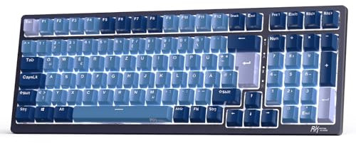 RK ROYAL KLUDGE RK98 Mechanische Tastatur Kabellose Gaming Tastatur 2.4G/Bluetooth 5.1/USB-C RGB Hinterleuchtet Deutsches Layout QWERTZ 100 Tasten Hot Swappable Braune Schalter, Blau