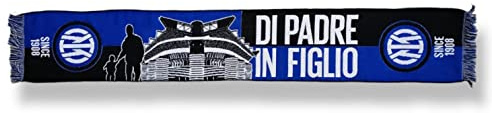 Inter Sciarpa Jacquard Nuovo Logo E Nuova Grafica Di Padre In Figlio 2023, Acrilico, Unisex Adulto, Nero/Blu, Taglia Unica
