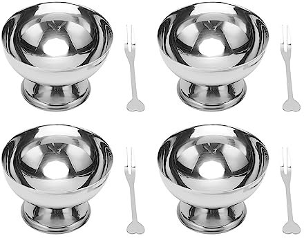 Pssopp 4-teilige Eisschüssel, Edelstahl-Dessertschleife aus Lebensmittelechtem Metall für Dessert-Reis-Joghurt