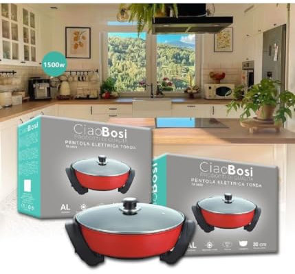 OISE ART STORE Trade Shop – Olla eléctrica sartén redonda antiadherente 30 cm 1500 W cocina Tx-9809