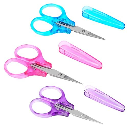 3 Stück Edelstahl Bastelschere Kleine Schere Set Mini High Precision Details Schere mit Schutzhülle Allzweckschere Präzise Gerade Feine Spitzen Design für Papier Schneiden Scrapbooking