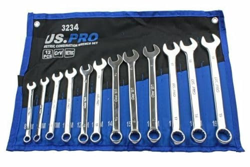 US Pro Metric Combination SPANNERS Wrenches 12pc Set 8-19mm Open Ring