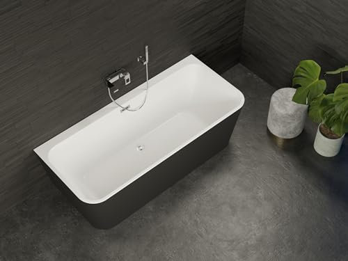 SPALINA Mint 170 Noire - Bañera Semi-exenta Mural L. 170 x l. 81 cm